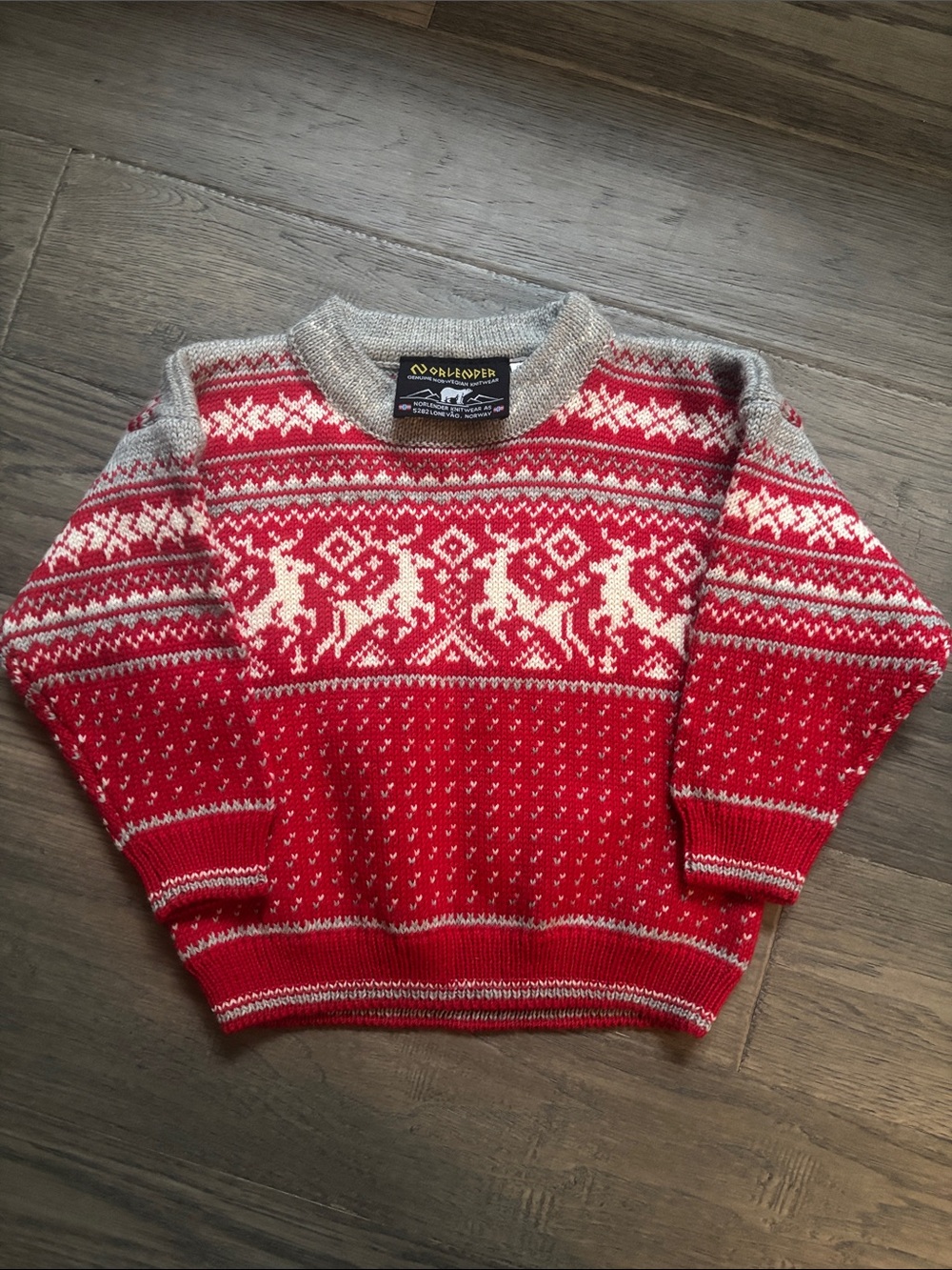 Norlender | Nordic Red Reindeer 100% Pure New Wool Sweater Fair Isle Size 3